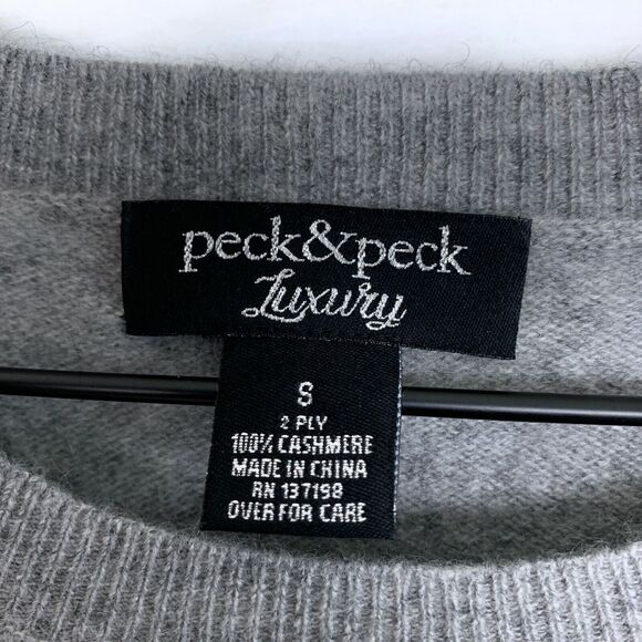 Peck & Peck Luxury Pure Cashmere Sweater Gray Sequin Circles 2 Ply Womens Small - Picture 5 of 5